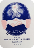 Greetings card printed design by the School of Art & Crafts Keighley College 1936