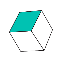 Turquoise, black and white 3d cube icon